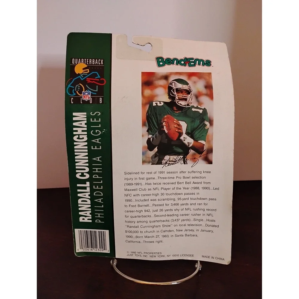 Randall Cunningham Philadelphia Eagles Bend-Ems Figure JustToys 1992 Vintage NFL